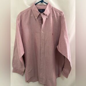 Ralph‎ Lauren Yarmouth Long Sleeve Button Up Shirt Men's Pink Red Size 17-34